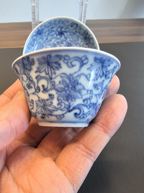 古玩陶瓷康熙頂級淡描青花杯碟拍賣,當(dāng)前價格2680元