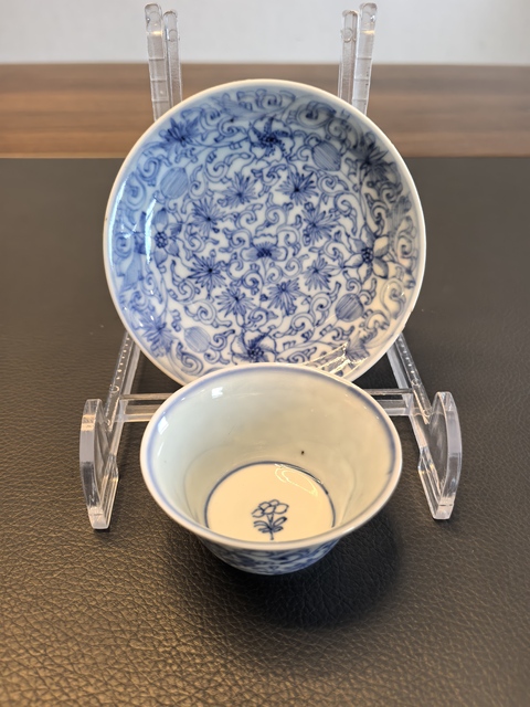 古玩陶瓷康熙頂級淡描青花杯碟拍賣,當(dāng)前價格2680元