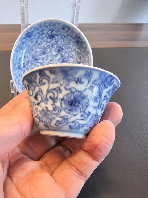 古玩陶瓷康熙頂級淡描青花杯碟拍賣,當(dāng)前價格2680元