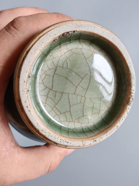 古玩陶瓷青釉雙鋪首瓶真品鑒賞圖