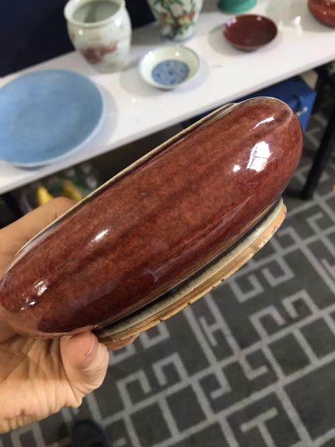 古玩陶瓷郎紅釉水洗真品鑒賞圖