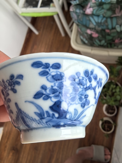 古玩陶瓷清康熙青花花卉紋杯真品鑒賞圖