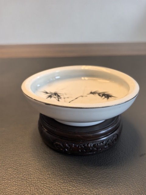 古玩陶瓷墨彩竹紋洗真品鑒賞圖
