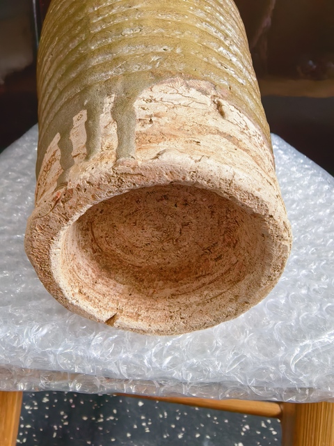 古玩陶瓷青釉弦紋瓶真品鑒賞圖