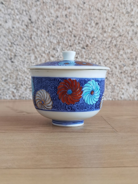 古玩陶瓷青花加彩蓋杯拍賣，當前價格120元