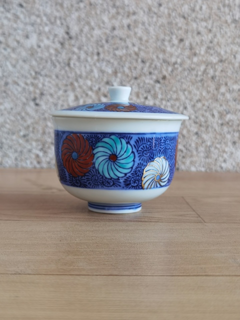 古玩陶瓷青花加彩蓋杯拍賣，當前價格120元