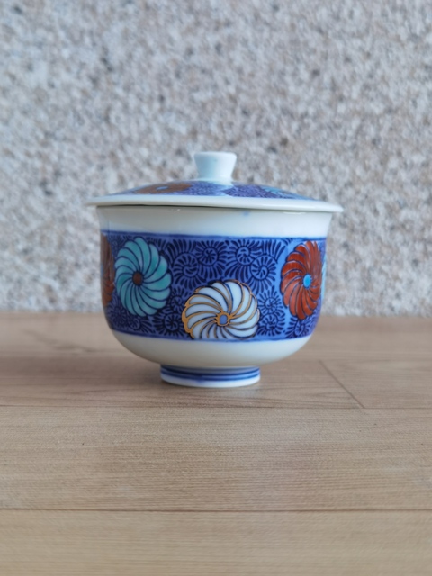 古玩陶瓷青花加彩蓋杯拍賣，當前價格120元