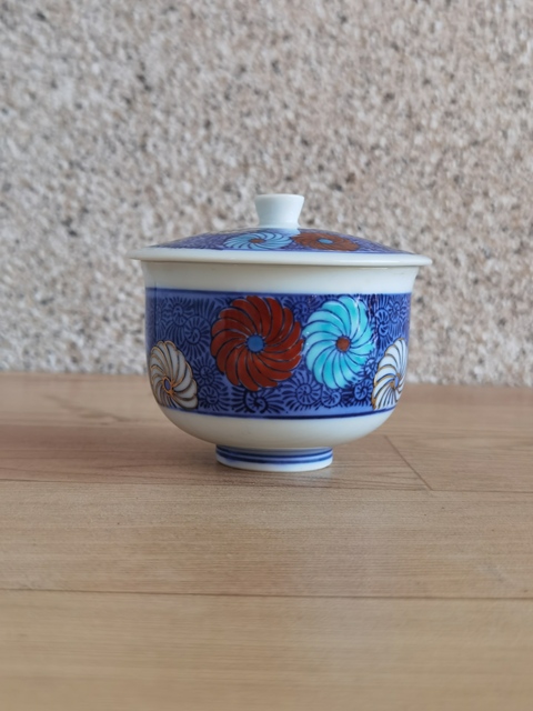 古玩陶瓷青花加彩蓋杯拍賣，當前價格120元