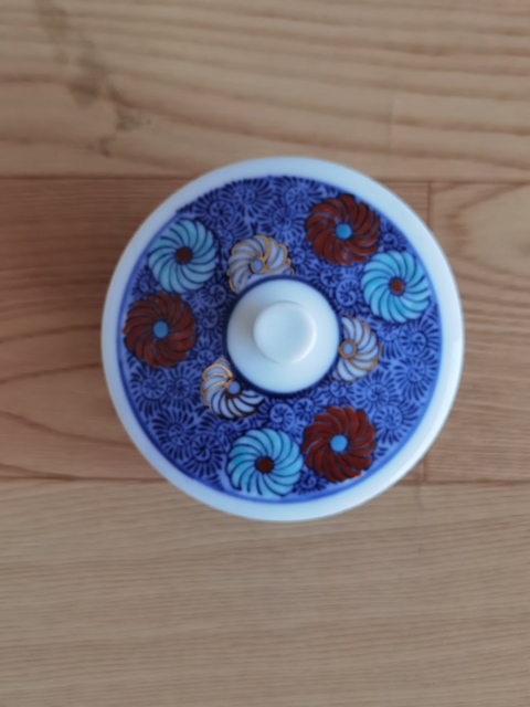 古玩陶瓷青花加彩蓋杯拍賣，當前價格120元
