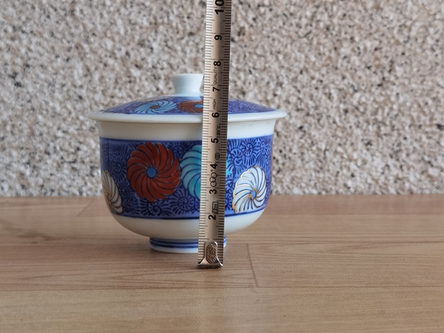 古玩陶瓷青花加彩蓋杯拍賣，當前價格120元