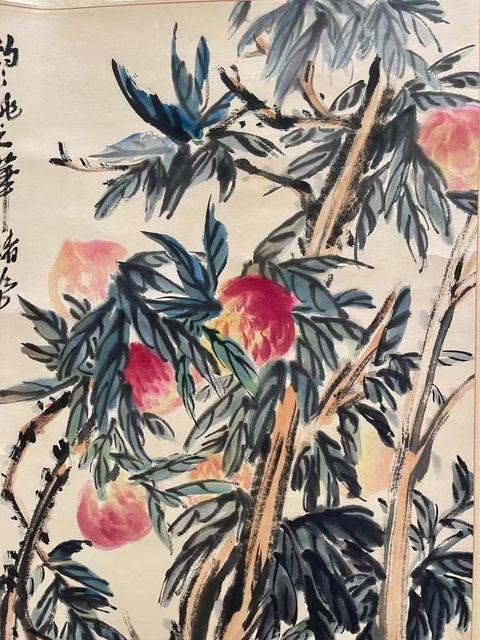 古玩字畫曹簡樓壽桃軸真品鑒賞圖