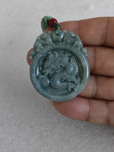 古玩玉器天然翡翠雕“龍牌”真品鑒賞圖