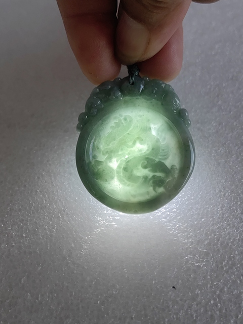 古玩玉器天然翡翠雕“龍牌”真品鑒賞圖