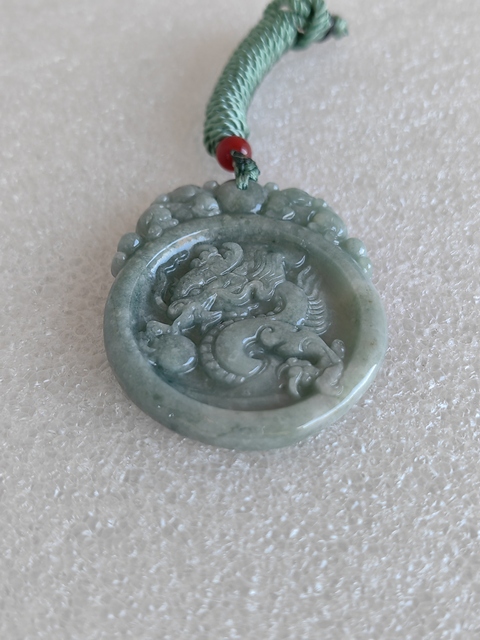 古玩玉器天然翡翠雕“龍牌”真品鑒賞圖