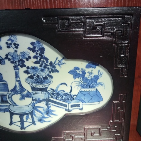古玩陶瓷青花博古圖瓷板拍賣，當前價格4500元