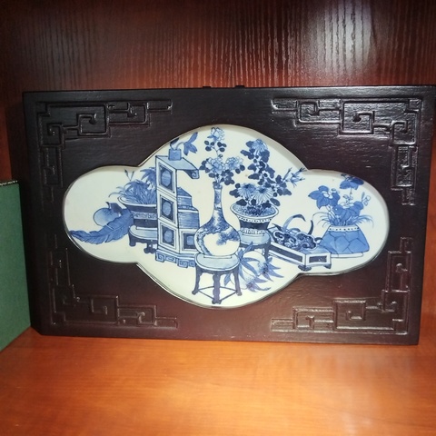 古玩陶瓷青花博古圖瓷板拍賣，當前價格4500元