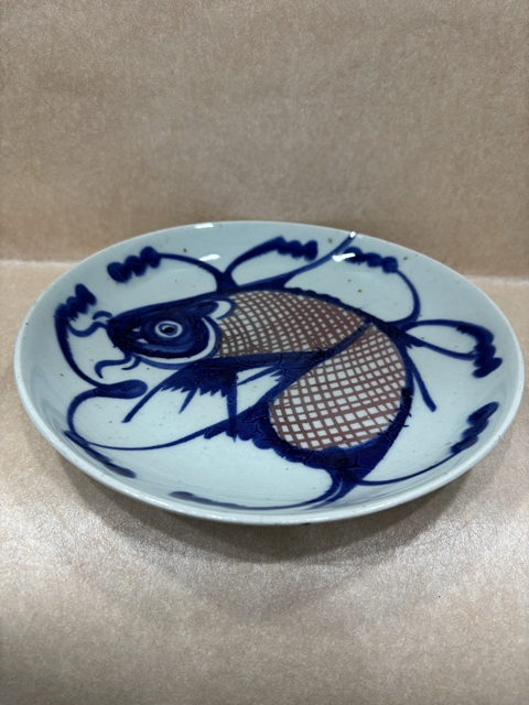 古玩陶瓷魚藻紋青花盤真品鑒賞圖