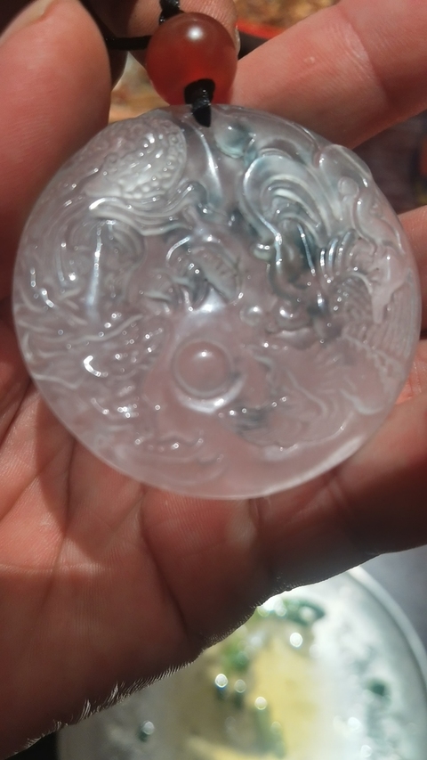 古玩玉器水沫玉雕“龍鳳牌”真品鑒賞圖