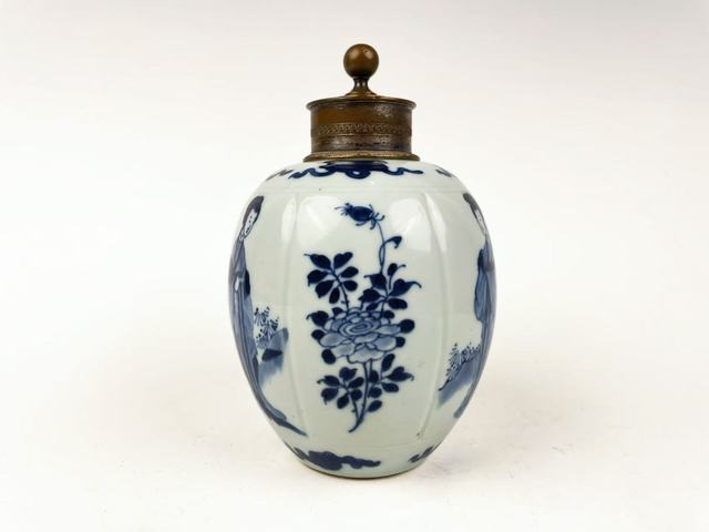 古玩陶瓷清康熙·青花四美圖瓜棱罐拍賣,當(dāng)前價(jià)格3688元