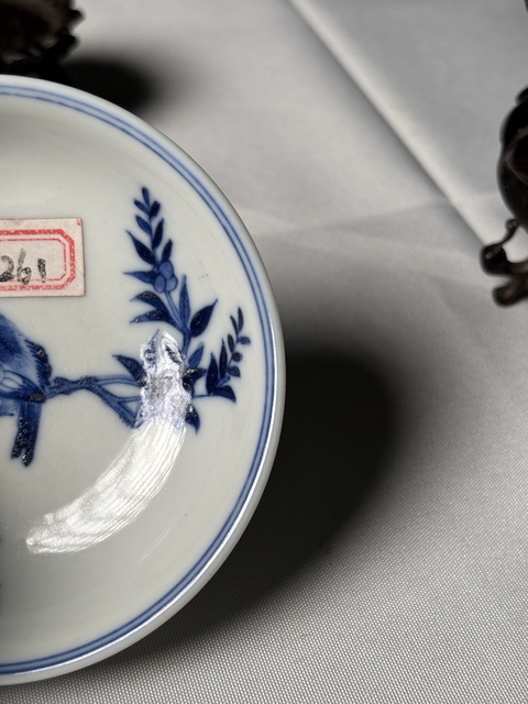 古玩陶瓷青花花鳥盤真品鑒賞圖