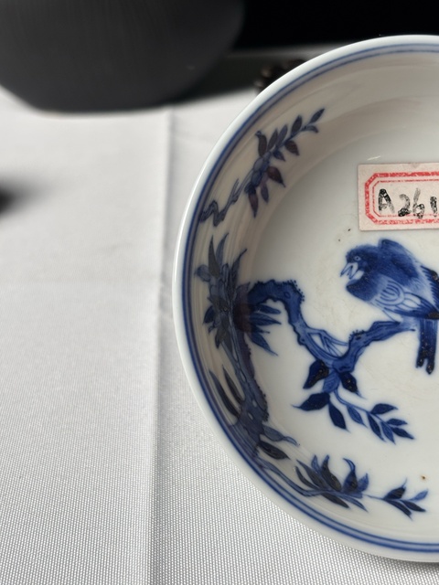 古玩陶瓷青花花鳥盤真品鑒賞圖
