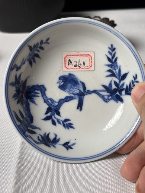 古玩陶瓷青花花鳥盤真品鑒賞圖