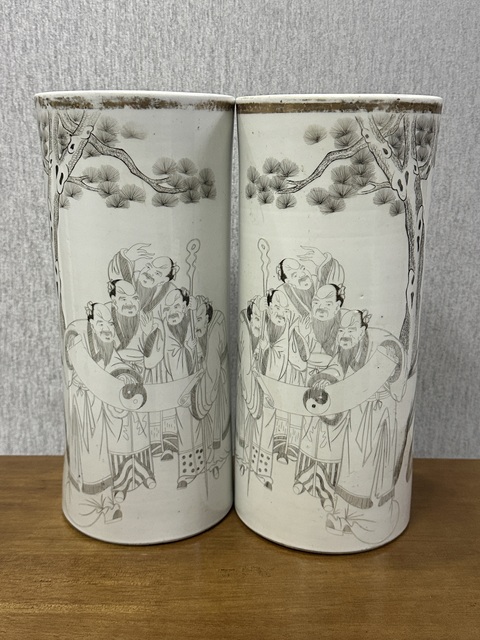 古玩陶瓷五老觀太極帽筒真品鑒賞圖