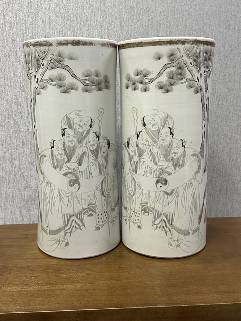 古玩陶瓷五老觀太極帽筒真品鑒賞圖