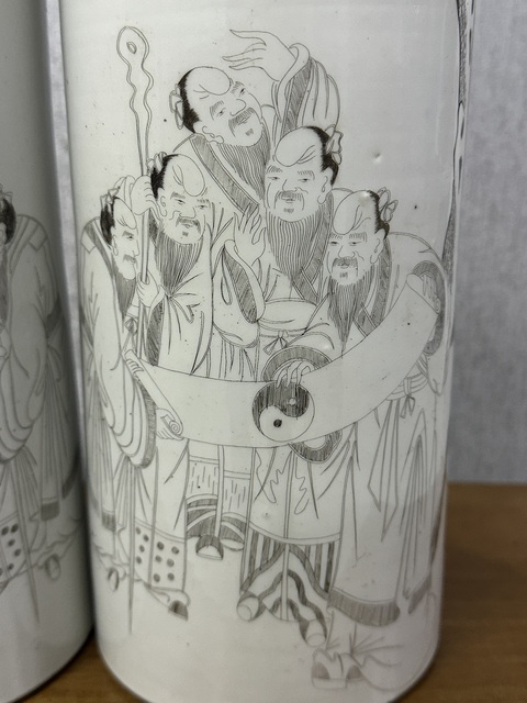 古玩陶瓷五老觀太極帽筒真品鑒賞圖