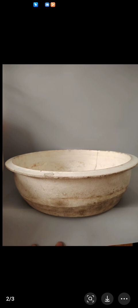 古玩陶瓷宋代磁州窯白釉盆真品鑒賞圖