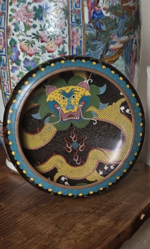 古玩陶瓷景泰藍龍紋筆洗真品鑒賞圖