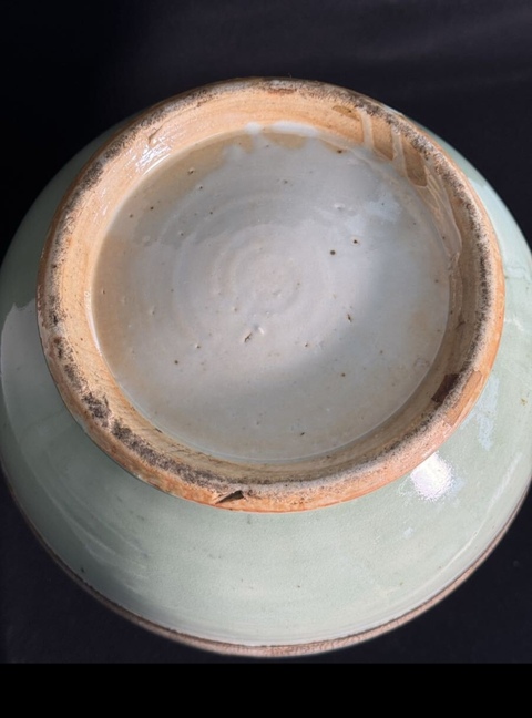 古玩陶瓷豆青釉青花花卉雙耳尊真品鑒賞圖