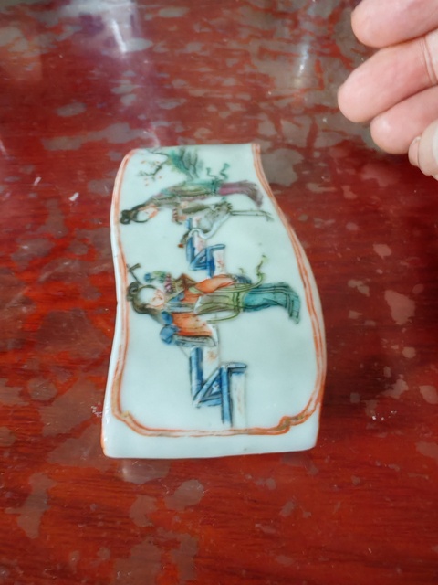 古玩陶瓷粉彩麻姑獻(xiàn)壽圖磨床，模糊，偏老真品鑒賞圖
