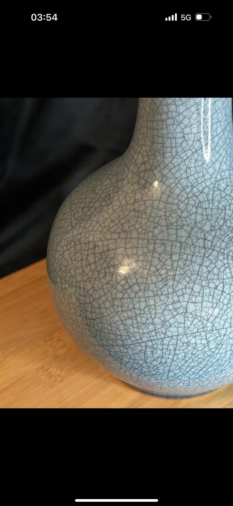 古玩陶瓷哥釉賞瓶真品鑒賞圖