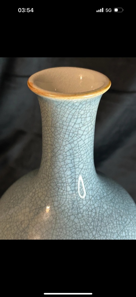 古玩陶瓷哥釉賞瓶真品鑒賞圖