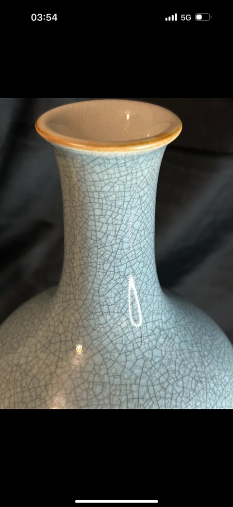 古玩陶瓷哥釉賞瓶真品鑒賞圖