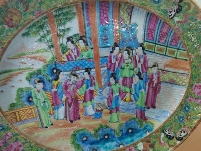 古玩陶瓷廣彩侍女人物賞盤拍賣,當前價格5588元