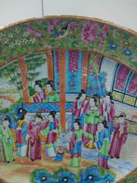 古玩陶瓷廣彩侍女人物賞盤拍賣,當前價格5588元