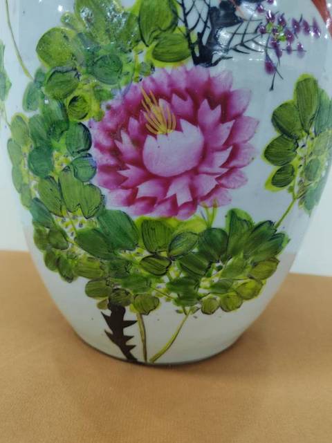 古玩陶瓷粉彩花鳥冬瓜罐拍賣,當前價格1588元