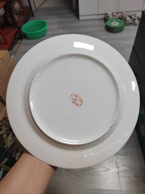 古玩陶瓷民國廣彩公雞賞盤拍賣,當前價格888元