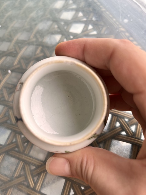古玩陶瓷粉彩人物故事紋水盂真品鑒賞圖