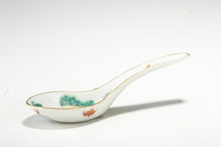 古玩陶瓷清道光·粉彩松鶴延年紋湯勺真品鑒賞圖