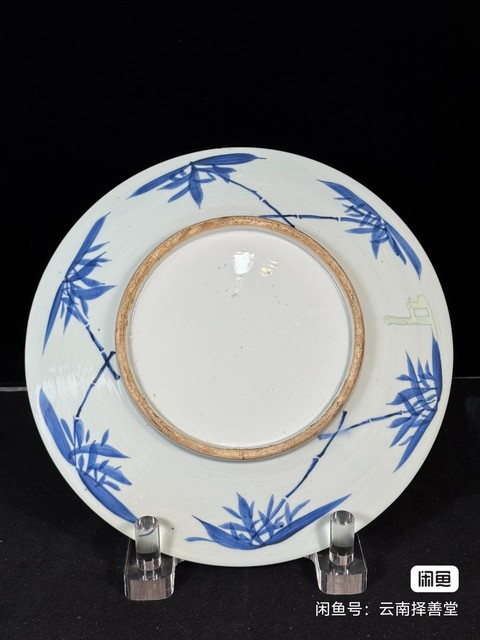 古玩陶瓷花鳥(niǎo)紋青花盤(pán)真品鑒賞圖