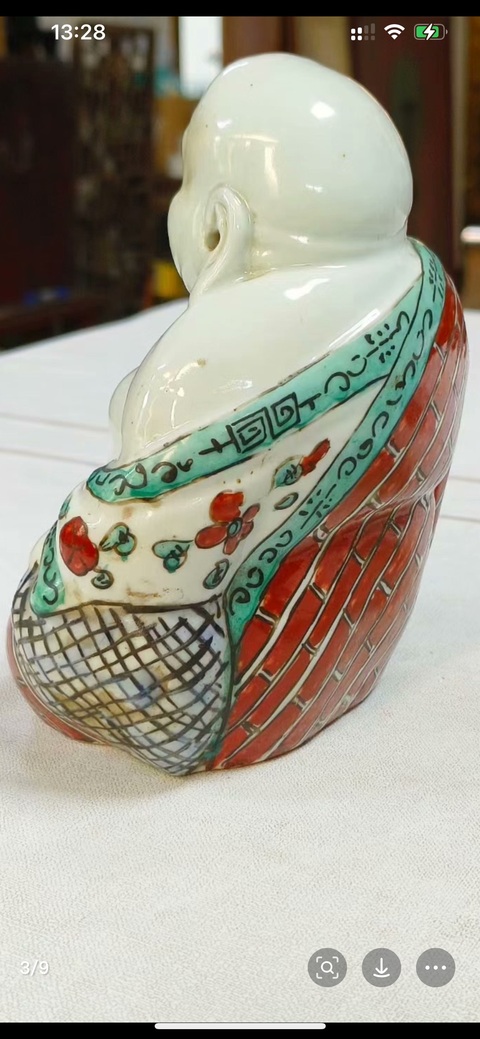 古玩陶瓷粉彩彌勒笑佛真品鑒賞圖