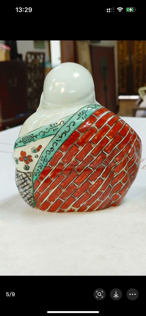 古玩陶瓷粉彩彌勒笑佛真品鑒賞圖