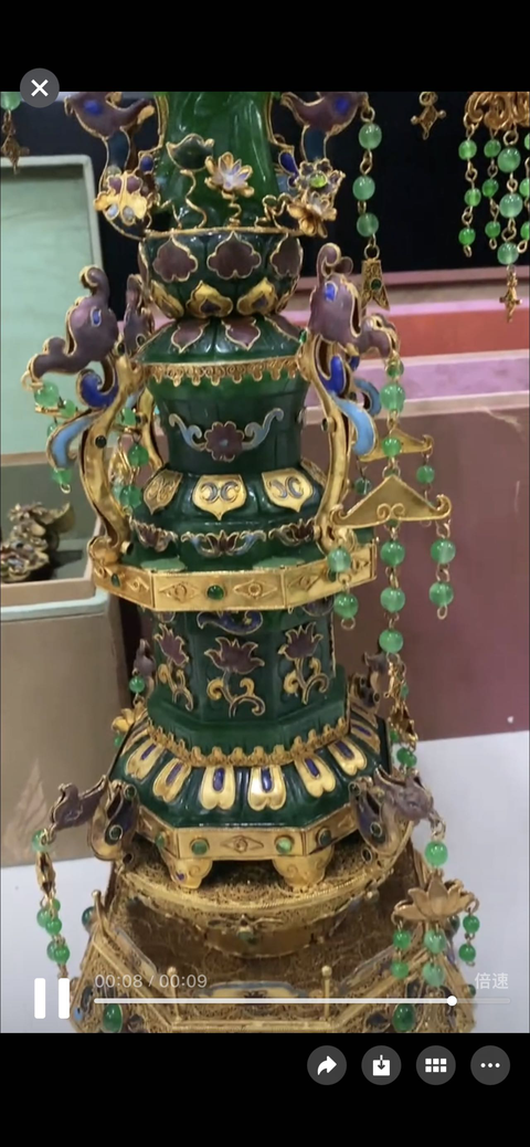 古玩玉器染色非天然翡翠“佛”鑲擺件真品鑒賞圖