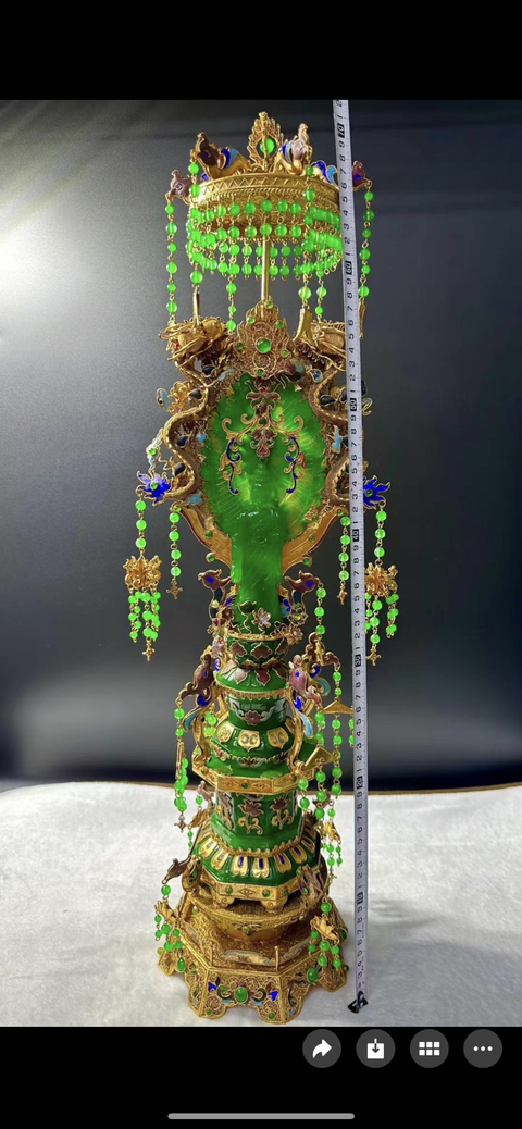 古玩玉器染色非天然翡翠“佛”鑲擺件真品鑒賞圖