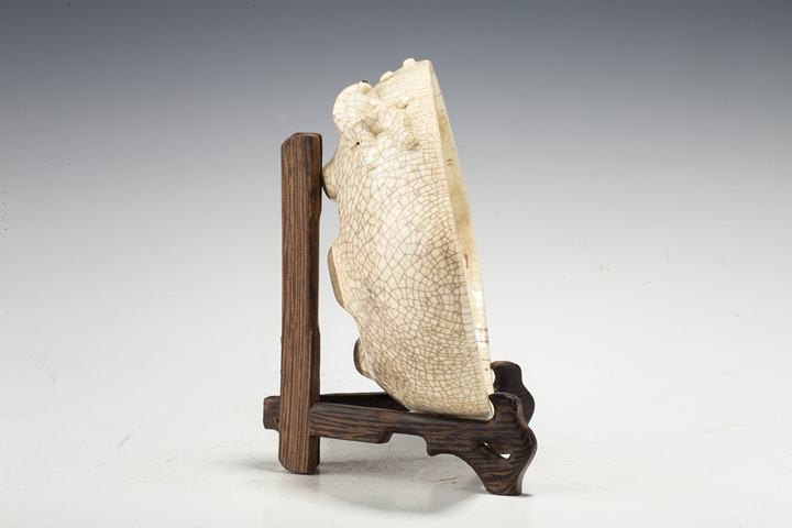 古玩陶瓷民國(guó)·哥釉堆塑雙魚(yú)紋洗真品鑒賞圖