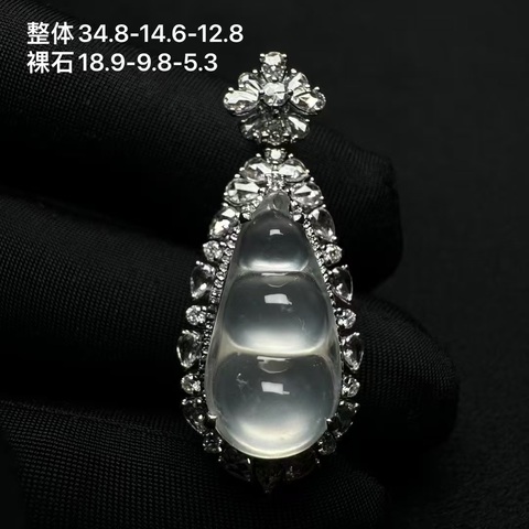 古玩玉器高冰·翡翠18k金鑲真鉆真品鑒賞圖