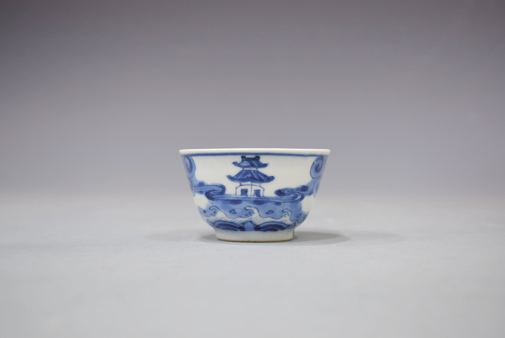 古玩陶瓷清康熙青花海屋添籌紋杯拍賣,當前價格300元
